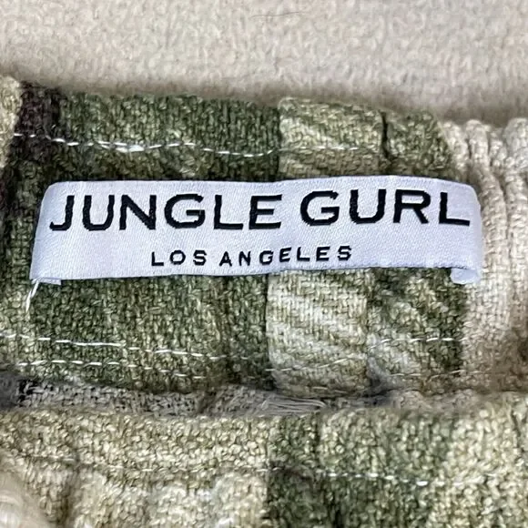 パンツ Jungle Gurl Kilikopela CREAM BANANA LEAF Jungle Gurl Shorts Womens Large Green Kilikopela OG Cream